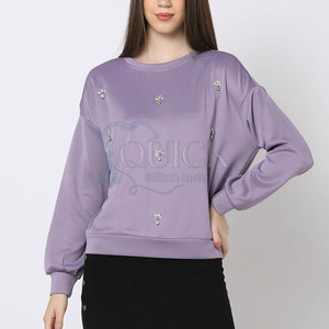Prix d'usine en gros Nouvelle arrivée Sweat-shirt pour femmes d'hiver avec strass Logo personnalisé Position avant Coupe ajustée - Product Image 1
