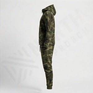 Ensemble de survêtement deux pièces pour homme, sweat à capuche et pantalon de jogging en molleton technique décontracté, idéal pour la gym, le fitness, l'entraînement, confortable pour l'hiver, 100% - Product Image 3
