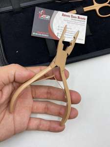 Pince à deux trous pour extensions de cheveux Outil multifonctionnel en acier inoxydable enduit brun clair - Product Image 4