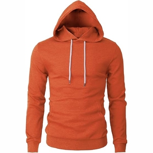 Sudadera con Capucha para Hombre, Casual, Manga Larga, Corte Ajustado, Color Naranja Quemado, con Dobladillo Curvo - Product Image 6