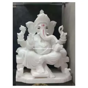 Best Product Handmade White Marble Ganesh God Statue With Sitting Murti In Best Price For Multipurpose Use For Cheap Price