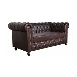 Premium kalite antik Chesterfield 2 koltuklu saf deri Vintage ev ve otel dekorasyon için tasarım kanepe özelleştirmek