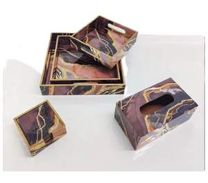 Plateau de service à thé café en MDF de Style artisanal avec autocollant de conception en émail appliqué fournitures de cuisine pour restaurants et hôtels - Product Image 4