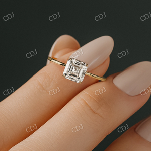 Bague de fiançailles en or massif tendance avec moissanite taille Asscher, style brindille, 4 griffes, certifiée GRA, pour mariage et mariée - Product Image 5