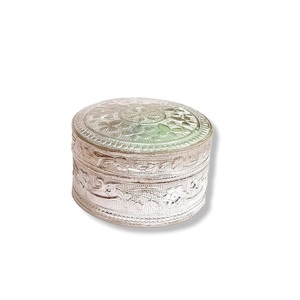 กล่อง dibbi kumkum สีทองทรงกลมพิมพ์ลายพิชไวทำด้วยมือของขวัญแต่งงานของขวัญ - Product Image 1