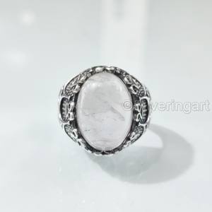 ขายส่งแหวนผู้ชายหินโรสควอตซ์ธรรมชาติ April แหวนพลอยหินประจำเดือนเกิดทุกขนาดเครื่องประดับงานแต่งงานอาหรับ925แหวนเงินสเตอริง - Product Image 1