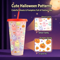 Gobelet d'Halloween personnalisé avec logo, 24 oz, en plastique avec couvercle et paille, sans BPA, réutilisable, motif tête de mort, pour fêtes, vente en gros
