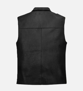Veste en cuir véritable pour homme, noire, de haute qualité, respirante, avec col à revers cranté, fermeture à boutons recouverts, service OEM - Product Image 5