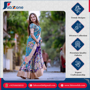 El Mejor Fabricante y Proveedor de Ropa India de FABZONE, Lehenga Choli Dupatta Tradicional Gujarati de Seda Dola con Estampado Digital - Product Image 2