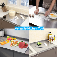 Ustensiles de cuisine pour l'extérieur Tapis à découper portable double face en acier inoxydable 304 de qualité alimentaire Planches à découper en titane pour la cuisine