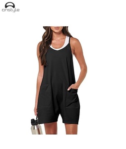 Usine nouvelle combinaison de Sport d'été Style décontracté une pièce nœud col sans couture Design Sexy pour Yoga Fitness coupe ample en gros - Product Image 2