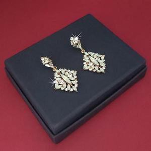Kriaa Fine <b>Rings</b> Gold Plated <b>Crystal</b> Stone Dangler Earrings 1314613B - Product Image 1