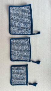 Juego de 3 bolsas de algodón 100% con cremallera, acolchadas y cosidas a mano, hechas a medida, para reventa y promociones. - Product Image 4