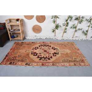 Alfombra Turca Vintage, Alfombra de 4.2x7.4 pies, Alfombra Ikat Beige - Product Image 2