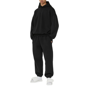 Survêtement tricoté pour hommes avec capuche tissu respirant OEM survêtement de jogging deux pièces personnalisé d'usine tenue de sport décontractée - Product Image 4
