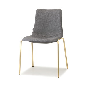 Upholstered Stackable Dining <b>Chair</b> Fabric <b>Shell</b> Polycarbonate Anti-Shock Core 4 Metal Legs Chrome or Brass Effect for Restaurant - Product Image 2