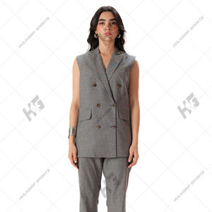 Chaqueta de chaqueta de manga larga tejida sólida de un solo botón de lana gris elegante para oficina y uso diario - Product Image 2