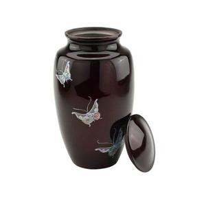 Urne funéraire de luxe en métal bleu avec motif papillon argenté pour cendres humaines, urne commémorative décorative pour adultes. - Product Image 4