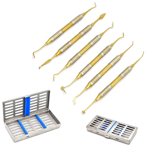 Kit de Instrumentos Dentales de Acero Inoxidable Color Dorado, Manual, de 6 Piezas, para Rellenos y Limpieza - Product Image 1