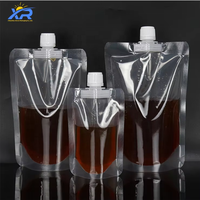 Emballage personnalisé en plastique pour jus et boissons, pochette à bec verseur transparente, sacs d'emballage en plastique pour boissons liquides et eau avec bec verseur