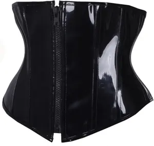 도매 최신 패션 코르셋 Underbust 여성 섹시한 복장 블랙 PVC Bustier 코르셋