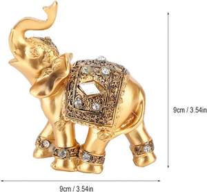 Elefante de la fortuna de oro europeo de lujo con luz personalizada, adornos de animales de resina, escritorio, sala de estar, estudio, muebles para el hogar, hecho a medida - Product Image 4