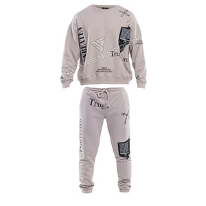 Offre Spéciale impression numérique personnalisée 100% coton polaire tissu sweat-shirt survêtement ensemble poids lourd cou étiquette très Fine qualité côtes - Product Image 1