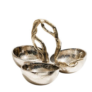 Bol triple classique en acier inoxydable martelé ensemble de poignées de vigne dorée parfait pour les événements de mariage ou toute occasion - Product Image 2