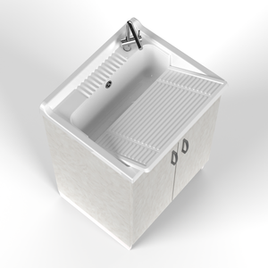 Mongardi 60L Unità Mobile per Lavanderia da Interno in Legno Resistente agli Acidi con Vasca in Resina Forabile Design Moderno per Facile Installazione del Rubinetto - Product Image 2