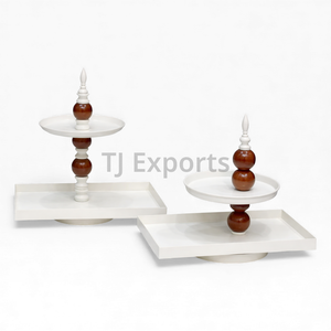 Support rectangulaire pour chocolat en métal martelé avec présentoir à deux niveaux et base sur pied pour présentation de buffet Unique - Product Image 5