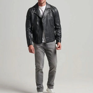 Chaqueta de cuero de motorista para hombre con cuello alto, multibolsillos, material duradero, recién llegado, precio con descuento para ropa al aire libre - Product Image 3