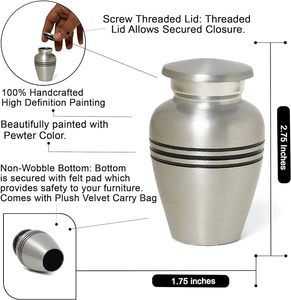 Mini urnes souvenir en aluminium les plus vendues souvenir funéraire de conception classique fabriquée en Inde - Product Image 2