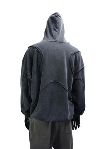 Men <b>Oversized</b> Patchwork Hoodie Streetwear <b>Vintage</b> Washed Pullover <b>Sweatshirt</b> - Product Image 4