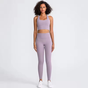 Conjunto de yoga personalizado al por mayor, ropa deportiva para gimnasio, ropa de entrenamiento para mujer, conjunto deportivo activo de 2 uds, ropa deportiva para correr - Product Image 5