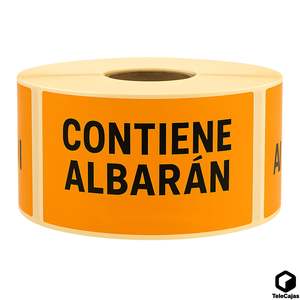 สติกเกอร์สีส้มขนาด 10x5 ซม. พร้อมข้อความ 'CONTIENE ALBARN' ฉลากมองเห็นได้สำหรับบรรจุภัณฑ์ไปรษณีย์พร้อมเอกสารแจ้งเตือน - Product Image 3