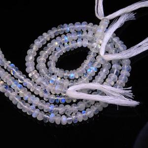 Cuentas Redondas Lisas de Piedra Lunar Arcoíris Natural de Alta Calidad de 12 Pulgadas, 4 mm, con Destello Azul, para Joyería Personalizada - Product Image 4