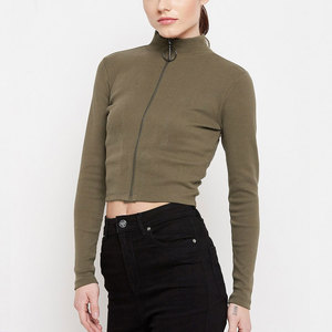 Summer Zip-Front Workout <b>Top</b> with Stretch Fit Long Sleeve Fitted Zip-Up Training Shirt - Product Image 3