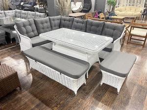 Ensemble de canapés d'angle en rotin pour jardin et Patio meubles de jardin en rotin en osier de luxe ensemble de canapés d'extérieur avec Table à manger - Product Image 4