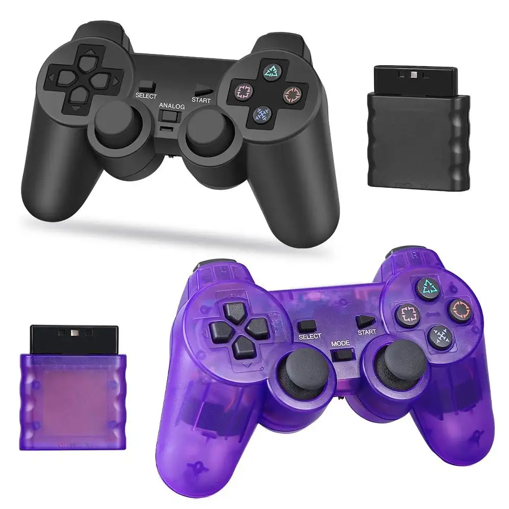 Controle sem fio para console de jogos PS2/PS1 Gamepad, choque vibratório duplo para Sony Playstation 2 Gamepad joystick USB PC