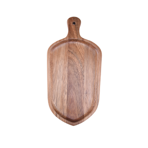 Plato de servicio de madera de acacia hecho a mano con forma irregular elegante y funcional para uso en cocina o restaurante - Product Image 3