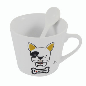 Set di Tazze in Ceramica Moderne con Disegni di Cani, Capacità 360ml, Cartoni Animati alla Moda e Cucchiaio, Regalo per la Festa del Papà o Halloween - Product Image 3