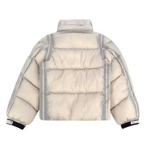 Veste matelassée beige pour homme, col montant, fermeture éclair sur le devant, coupe décontractée, écologique, à capuche, 100 % polyester, manches classiques - Product Image 3