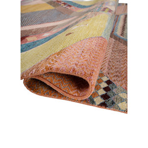 Manchaha Les-1437 Hand Knotted <b>Wool</b> & Bamboo Silk Rug <b>Red</b> & Orange with Geometric Pattern - Product Image 2