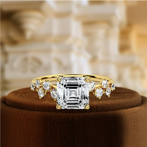 Bague de fiançailles en diamant taille Asscher 1 carat, certifiée IGI, bague en or 14 carats, cadeau d'anniversaire pour elle, bague de mariée en diamant de laboratoire - Product Image 1
