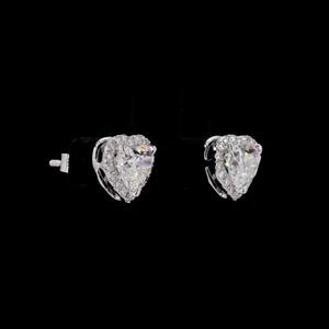 Pendientes de diamantes cultivados en laboratorio con forma de corazón de 2,37 quilates, oro blanco de 14 quilates, VVS VS EF, joyería fina brillante para mujer, regalo romántico - Product Image 6