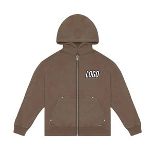 Vêtements de rue personnalisé lavage à l'acide goutte épaule surdimensionné Unique élégant fermeture éclair à capuche coton lourd vierge sweats à capuche à la mode - Product Image 2