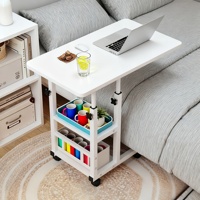 Bureau d'ordinateur portable pliable et réglable avec roulettes et étagère de rangement pour la maison, le bureau, l'étude, la chambre Z-13