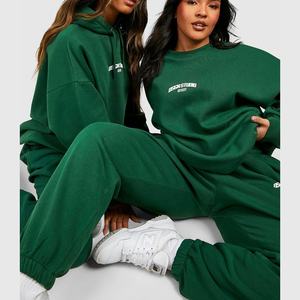 100% coton 400 Gsm surdimensionné col rond femmes survêtements verts personnalisés concepteur blancs printemps saison sweat - Product Image 1