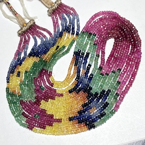 Collier de perles de rondelle à facettes multiples en saphir Collier de saphir à 7 brins de haute qualité - Product Image 2