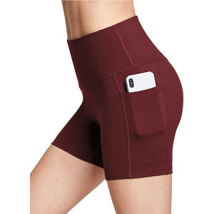 กางเกงขาสั้นเล่นโยคะสำหรับผู้หญิงกางเกงขาสั้นเอวสูงแบบแห้งเร็วระบายอากาศได้ดีสำหรับใส่วิ่งในยิมพร้อมกระเป๋า - Product Image 1